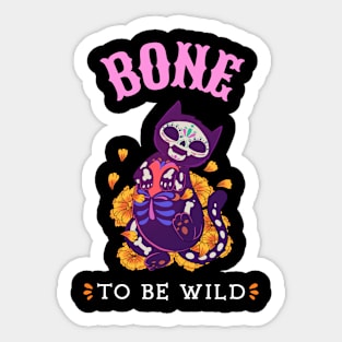 Halloween Bone to be Wild Cat Sticker